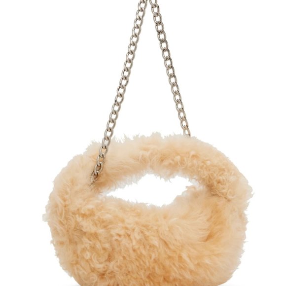 BY FAR  Baby Cush shearling top handle bag in Sable MSRP $475 Rare Find - Picture 11 of 14